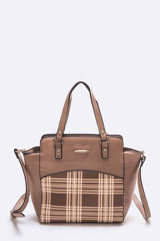 PLAID PRINT CONVERTIBLE HANDBAG