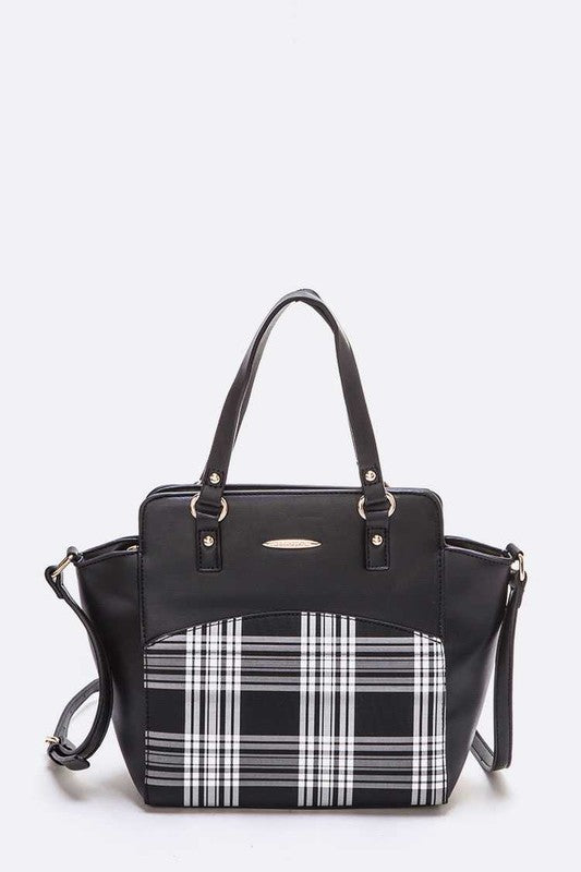 PLAID PRINT CONVERTIBLE HANDBAG