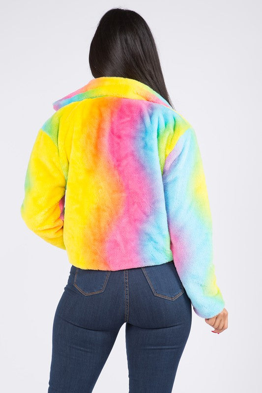 RAINBOW BUNNY FUR JACKET