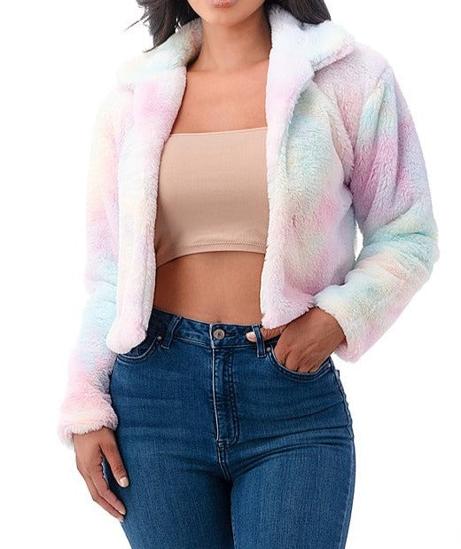 RAINBOW BUNNY FUR JACKET