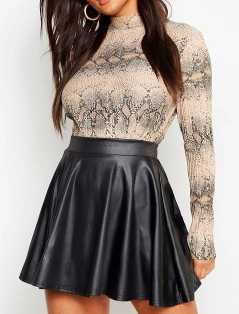 FAUX LEATHER SKATER SKIRTS
