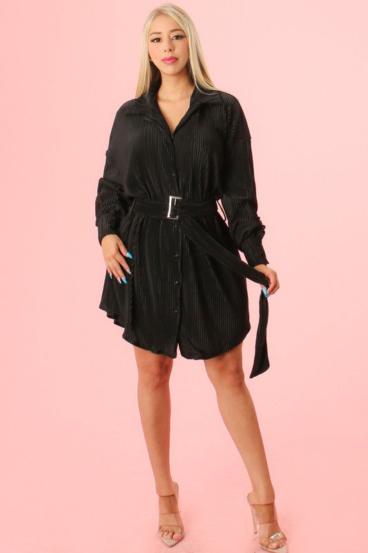 BUTTON DOWN BUCKLE UP DRESS